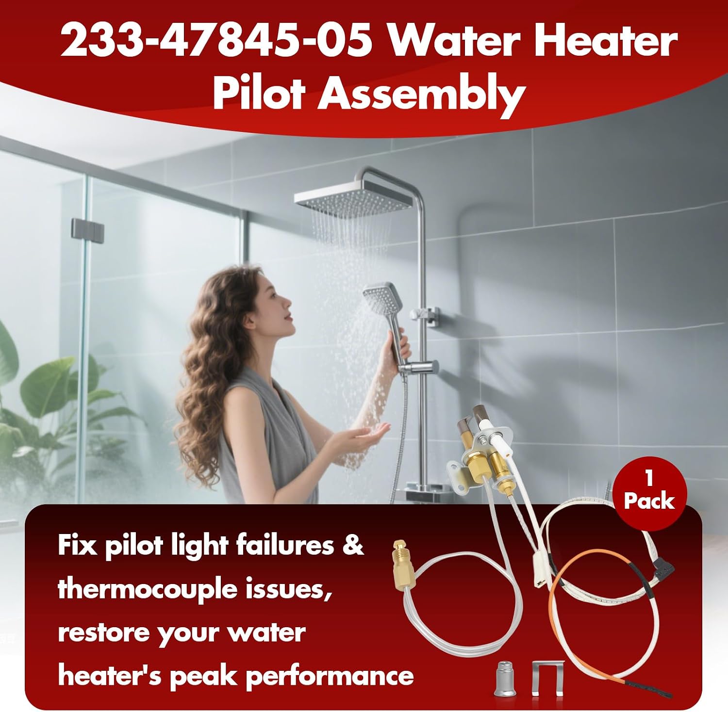 233-47845-05 Water Heater Pilot Assembly Fits for Bradford White Honeywell 17/26 CS8840A1-1041 Rheem Replacement Kit, Replace 415-47845-05 233-47845-01 233-47845-02A 233-47845-03 233-47845-04