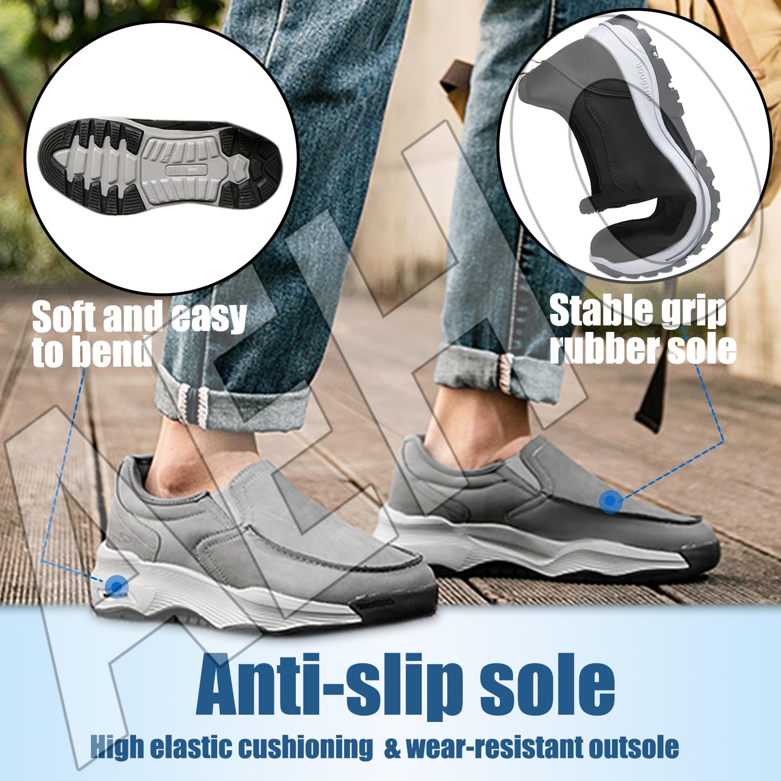 AEHO Herren Slip On Schuhe Mokassins Ohne Schnürsenkel Leichte Sportschuhe Leicht Freizeitschuhe Leder Fitness Schuhe Turnschuhe Outdoor Fashion Laufschuhe,Braun,47/285mm