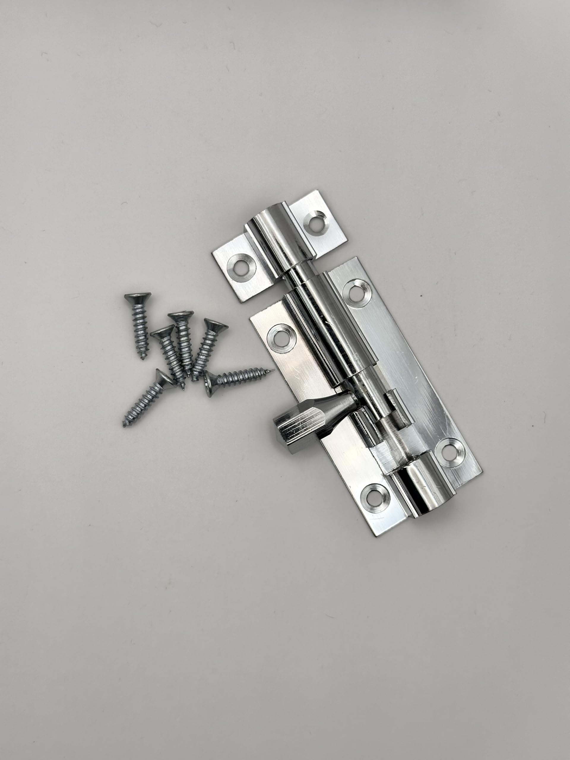 Chrome Slide Bolt Door Lock – Cranked/Straight Neck, Heavy-Duty Tower Bolt with Screws – Shed, Bathroom, Bedroom, Gate, Cupboard Lock – Pack of 1 38mm,40mm,75mm,102mm (25x50mm Straight Bolt-Chrome)