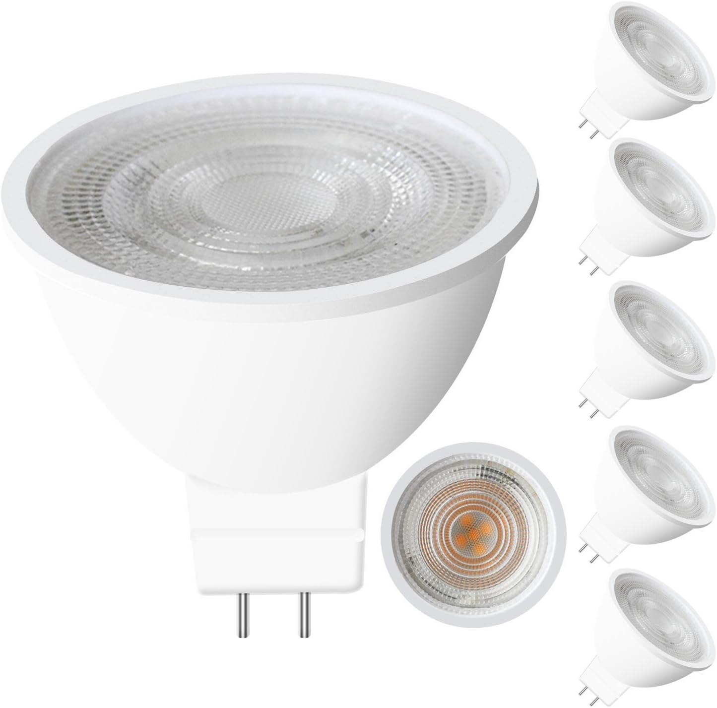 Banord 6 Pack MR16 LED Bulb GU5.3 Warm White Spot Lights, LED MR16 3000K Landscape Bulbs,5 Watt LED Replacement for MR16 50W Halogen Bulbs, 12V Display Lights Track Recessed Down Lighting