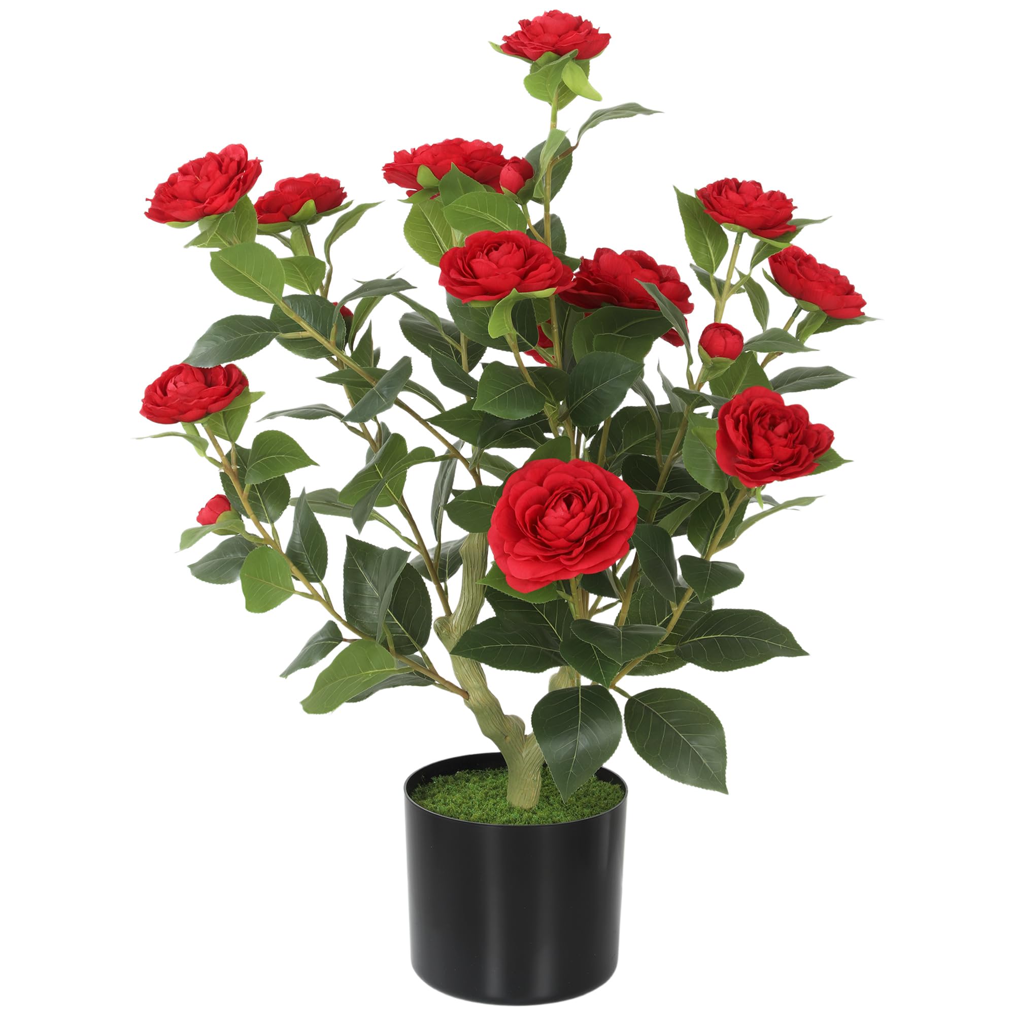 Homcom 65Cm Artificial Camellia Flower Plant With 116 Lush LeavesRed from B&Q