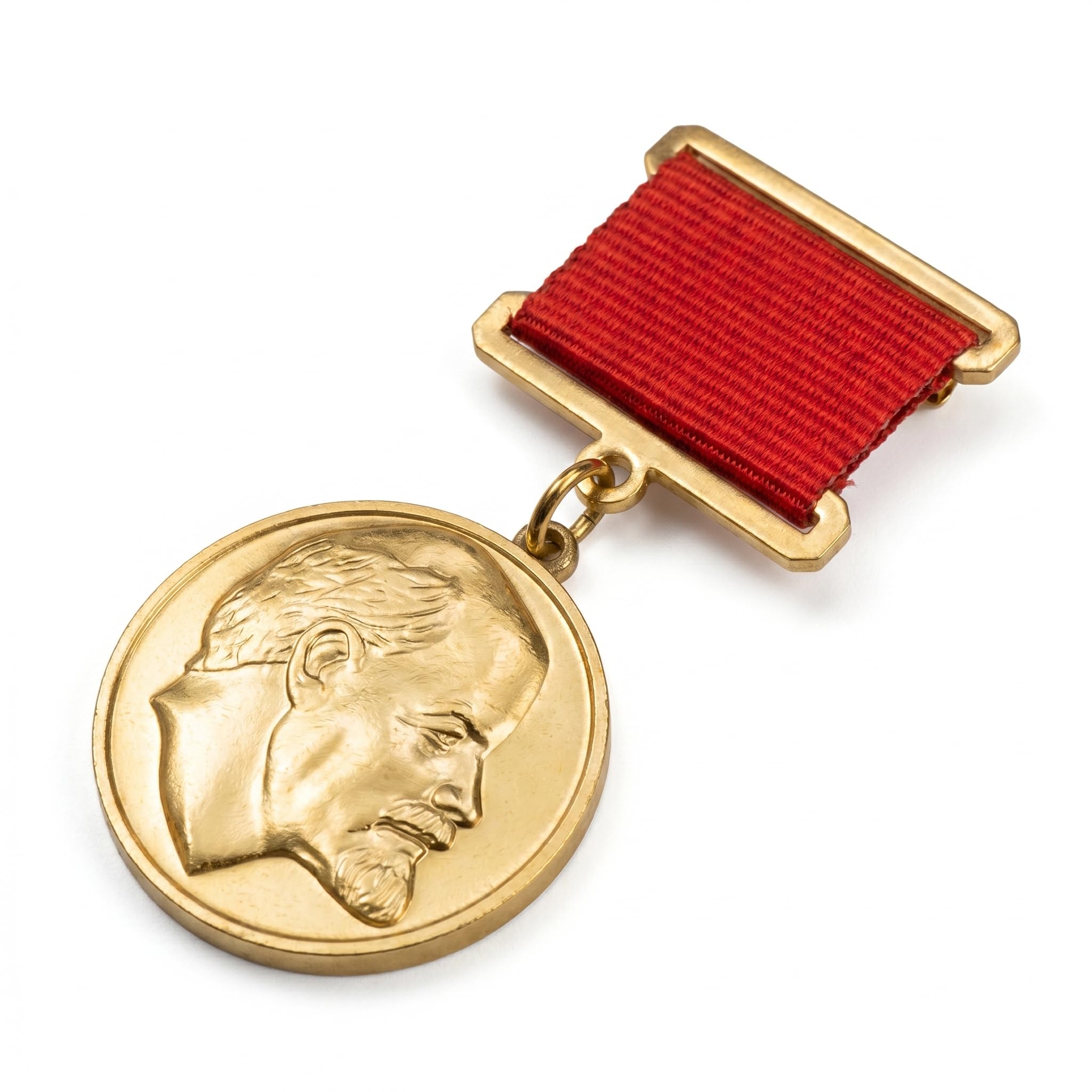 FREECROWS Historical 100th Anniversary Centenary Medal Reproduction – Soviet Leader Commemorative Award – Gold-Toned Military & Civil Honor with Red Ribbon