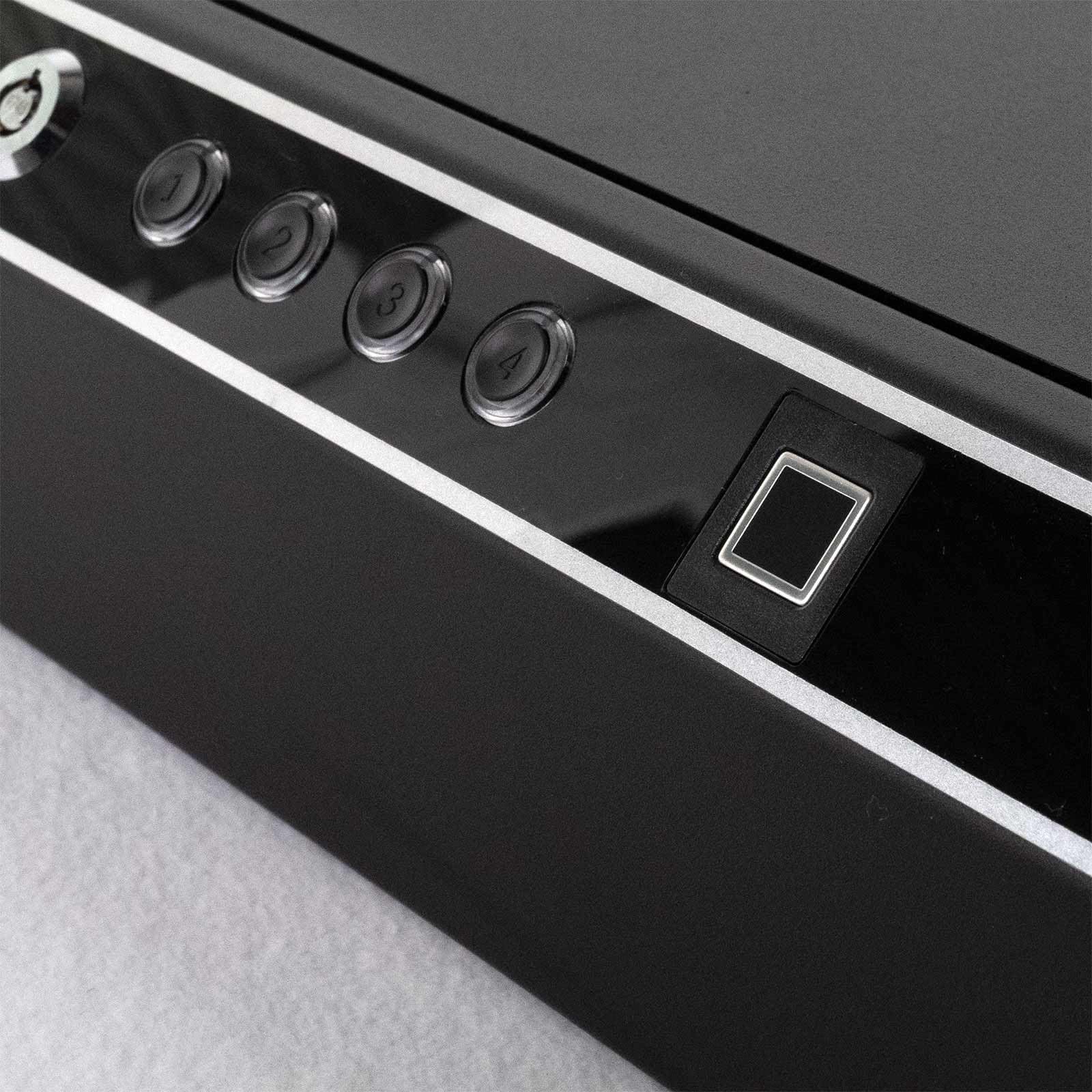 Profirst Pistolenkassette NY 2 Stahl Fingerprint Tastenkombination Schlüssel Notöffnung Kompakttresor Schutzbox herausnehmbares Fach inklusive Montagematerial