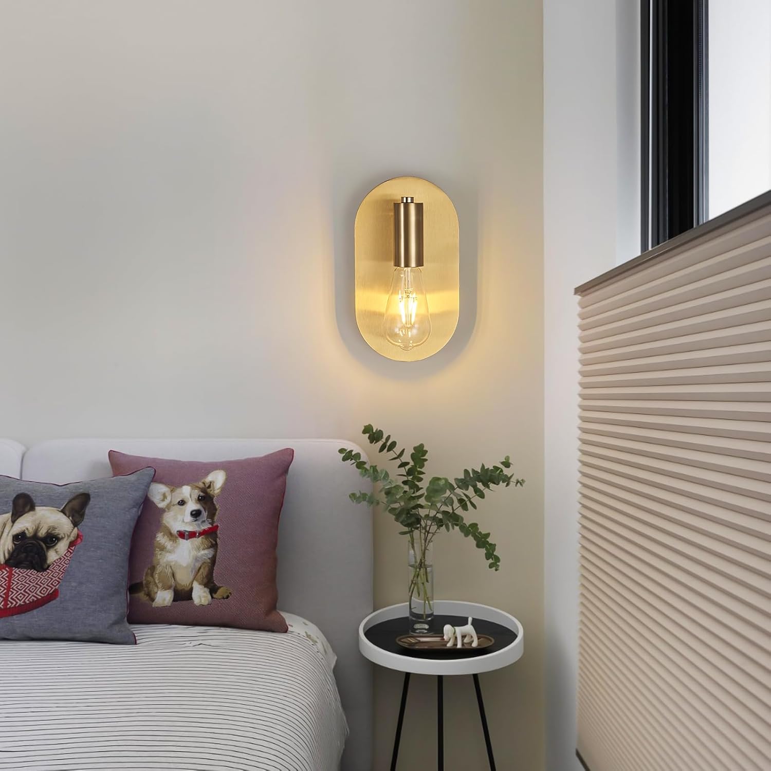 Modern Wall Sconces Set of Two Mid-Century Sconces Wall Lighting 6W Stainless Steel Oval Decor Gold Wall Lamps for Bedrooms Living Room Bathroom Corridor