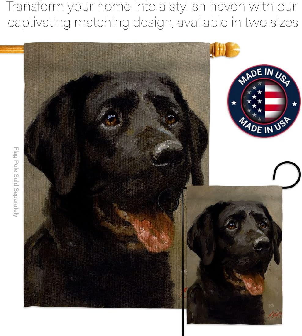 Breeze Decor - Black Lab Nature - Everyday Impressions Decorative Vertical House Flag 28" x 40" Printed in USA