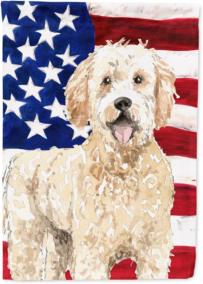 Caroline's Treasures CK1731GF Patriotic USA Goldendoodle Garden Flag Mailbox Flag Decorative Yard Flag Banner Outside Patio Artwork Yard Flower Beds, Garden Size, Multicolor