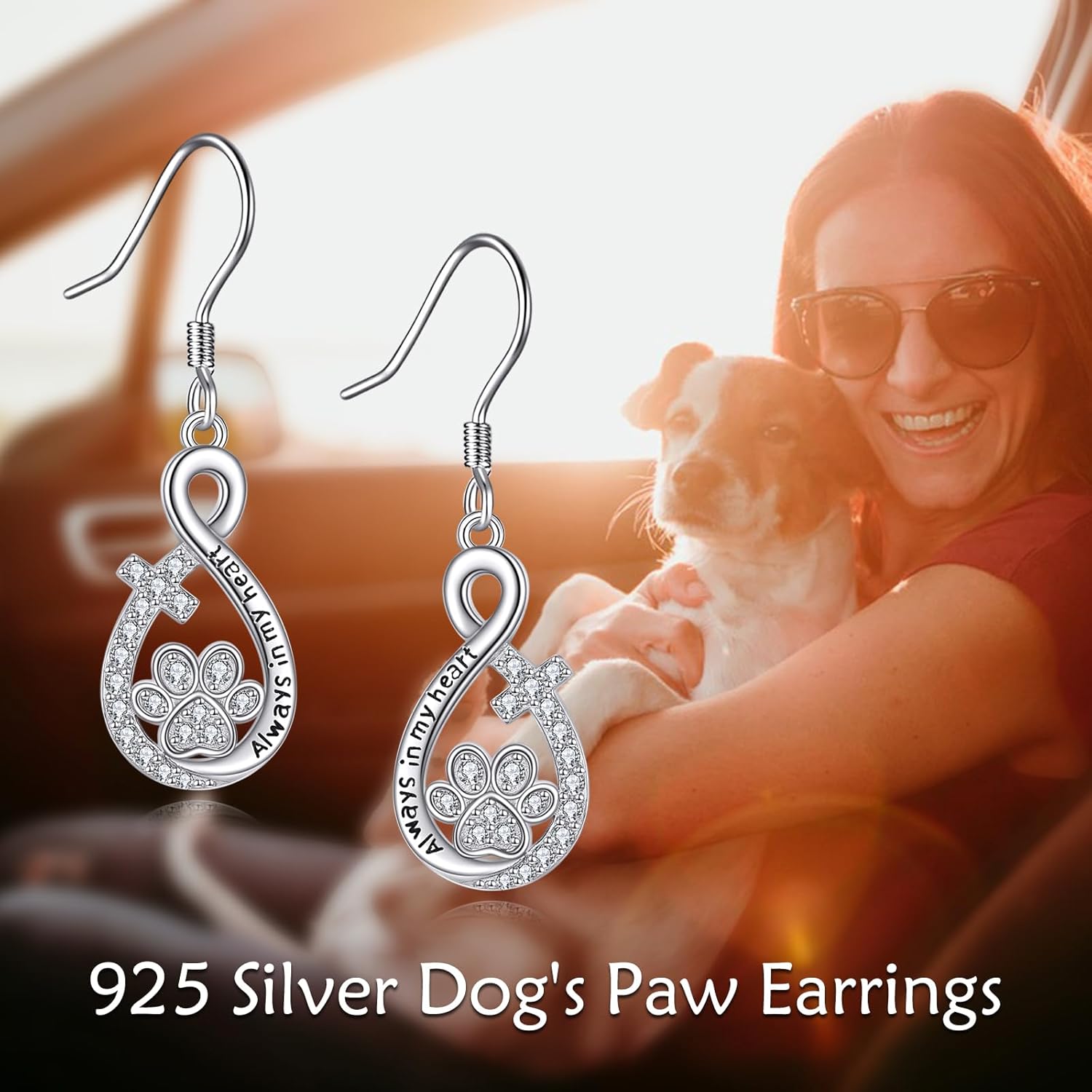 TIGER RIDER Pet Paw 925 Sterling Silver Dangle Earrings Dog Cat Infinity Jewelry Gifts for Women Christmas Birthday - Image 6
