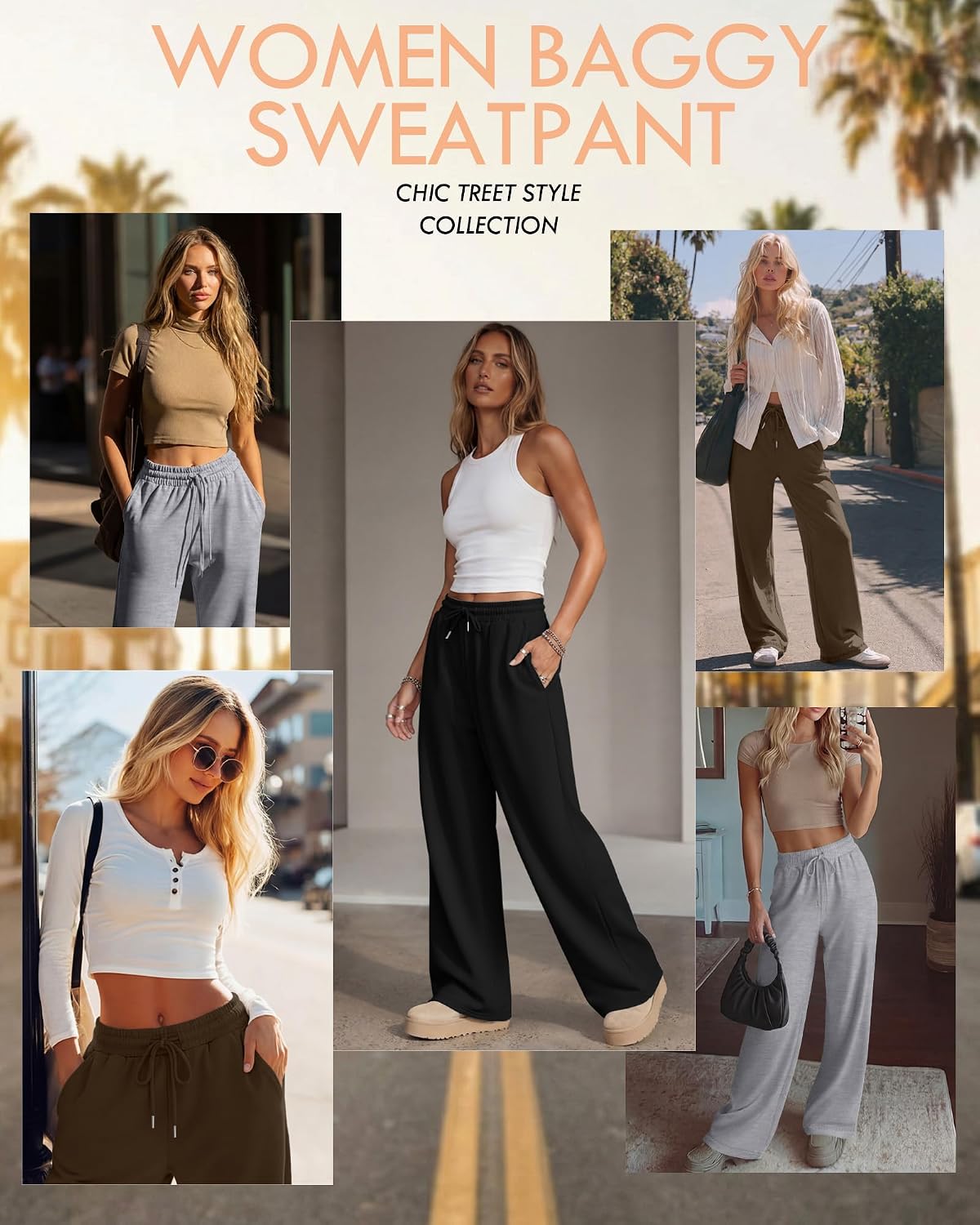 Neer 3 Pack Women's Wide Leg Baggy Sweatpants with Pockets image 3