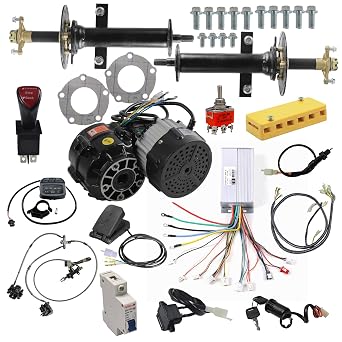 860mm 34inch Rear Axle Kit with 4800RPM Differential Electric Motor 48V 1000W and Brushless Controller 1800W DIY Parts for Go Kart Golf Cart ATV Quad Buggy Trike 4-Wheelers