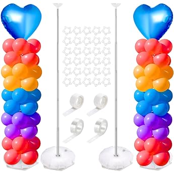 Balloon Stand, Set of 2, Balloon Holder, Balloon Stand, Telescopic, Approx. 70.9 inches 180 cm, Adjustable Height