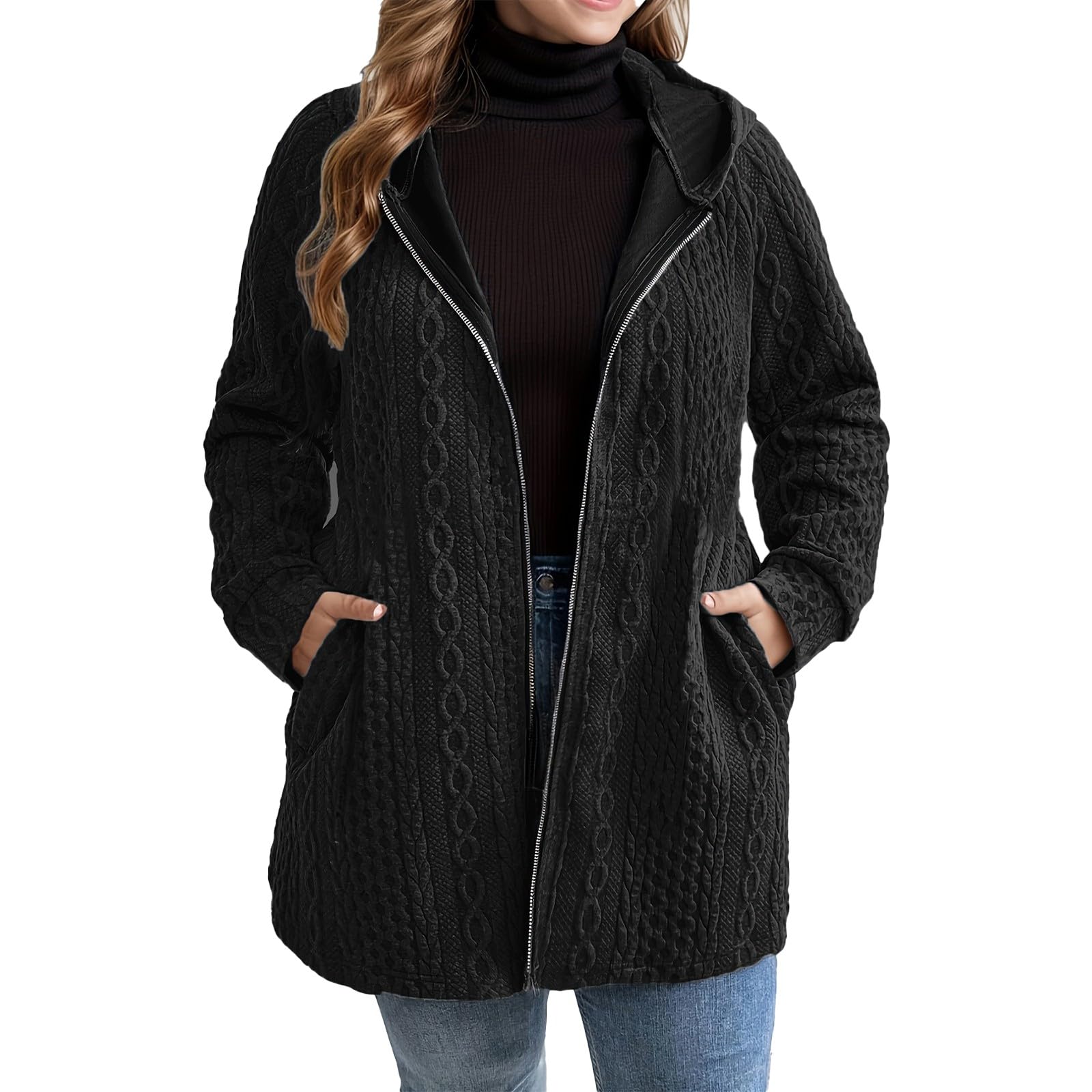 Veste d'hiver élégante en maille texturée et finitions artisanales de qualité supérieure - 6