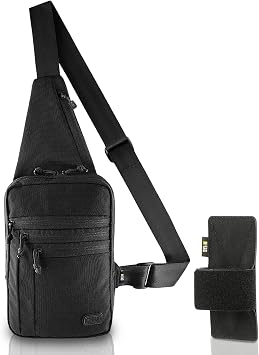 M-Tac CCW Sling Bag for Men & Women - EDC Shoulder Bag Tactical - Crossbody Concealed Carry Bag - Mens Chest Pack ELITE Black