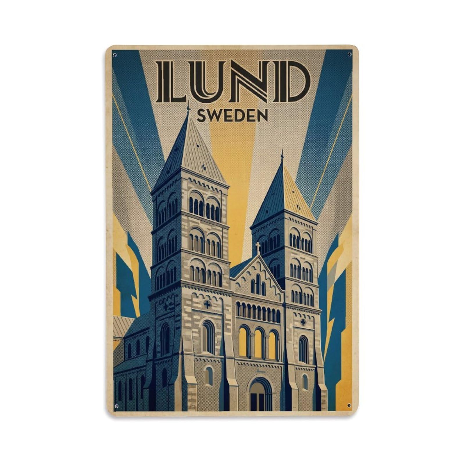 Travel Sweden Lund Retro Metal Tin Sign