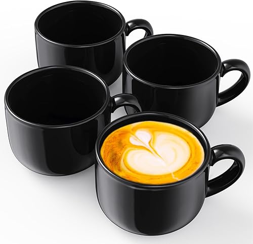 Miniatura 1 de omniware teaz Cafe Negro Gres 24Onza JumboTaza de café, juego de 4