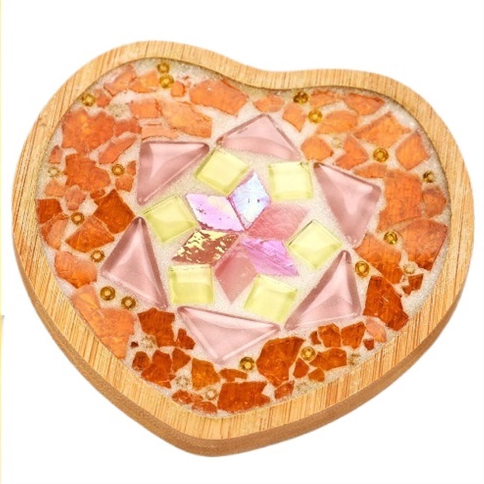 MTADSBKFP Mixed Colour Stained Glass Mosaic Tiles, Ceramics Multicolor Mosaic Tiles DIY Kit with Tools(Heart10x10po)