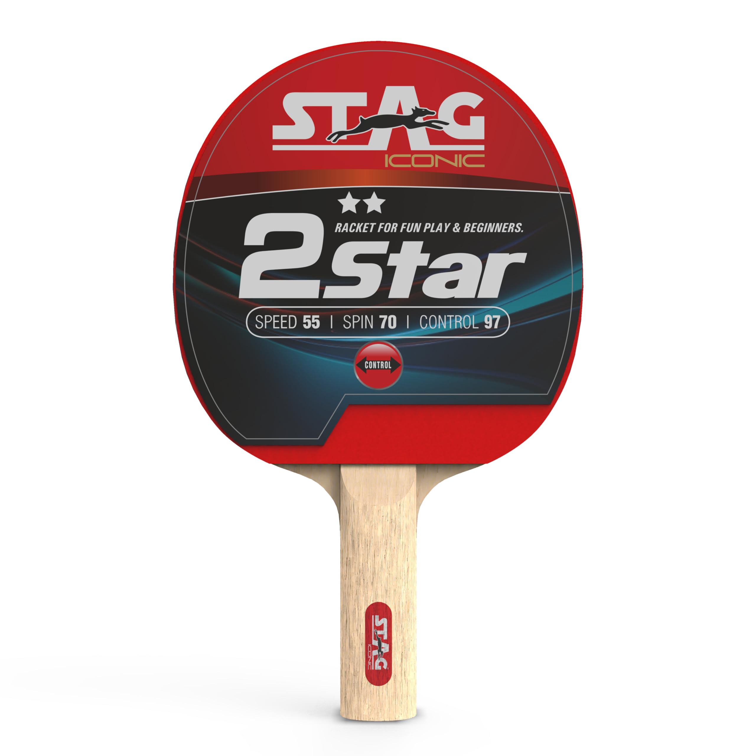 Stag Iconic 2 Star Table Tennis (T.T) Racket | Premium ITTF Approved Rubber| Beginner Training Series Ping Pong Racquet| Pro Custom Designed Comfortable Grip Paddle - Pack of 2-image-45
