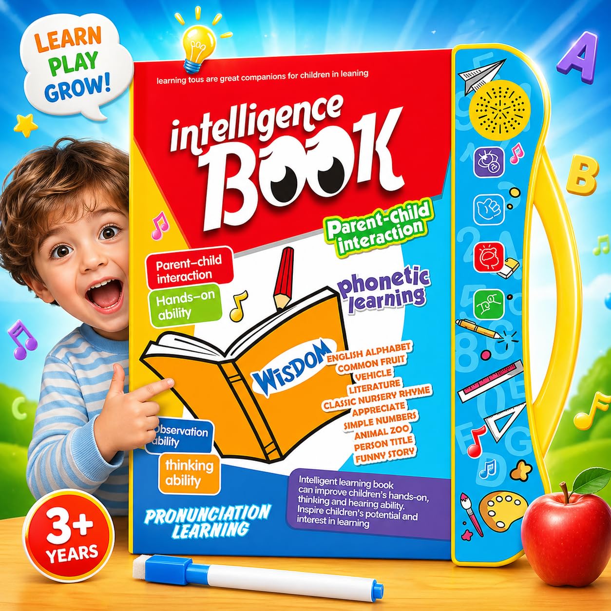 Toy Imagine Interactive Sound Book for Kids with Marker (Ages 2–7) Learn Alphabets, Numbers, Shapes & Phonics Educational Talking Book with Music & Touch Features Multicolor Learning Toy for Toddlers — Amazon image 9