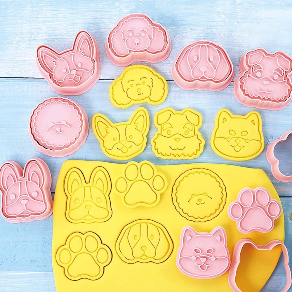 8 Dog Cookie Cutters Set, 3D Puppy Cookie Stamps, Cupcake Pancake Apple Pie Pastry Biscuit Molds, Cookie Baking Molds for Dog Party Decorations (Puppy-1) - Image 5