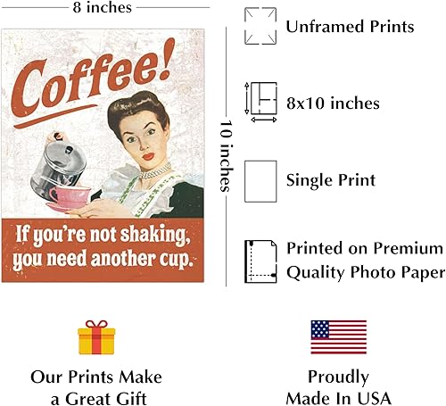 Miniatura 2 de Café  Divertido arte de pared, réplica de letrero de café Vinatge es la decoración de pared perfecta para decoración retro del hogar, decoración de