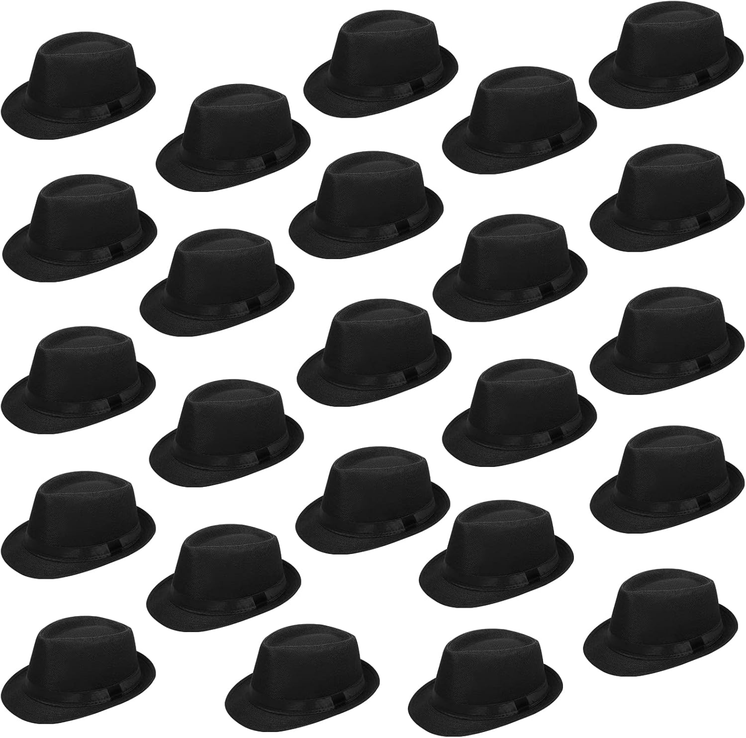 Lasnten Paquete de 24 sombreros Fedora de los años 20 a granel para hombres, sombreros de ala corta, sombreros de Panamá para hombres y mujeres,