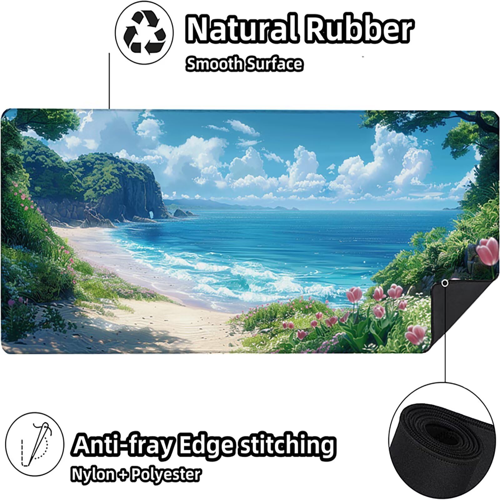 Playa Alfombrilla Ratón Gaming XXL 1500 x 800 mm, Alfombrilla Gaming Azul Mousepad con Base de Goma Antideslizante, Impermeable Desk Mat para Teclado y Raton, Accesorios Gaming, Regalos de Hombre 2-1
