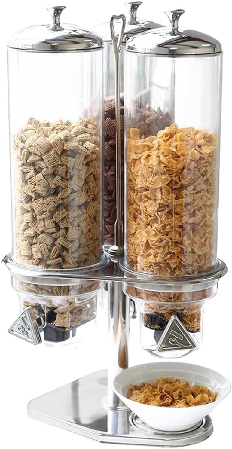 12L Automatic Candy Dispenser, Triple Food Dispenser(per Can 4L), Rotatable Dry Food Dispenser, Refillable, For Nuts, Legumes, Candy, Snack, Keeping Dry Food Neatly Stacked and Distributed