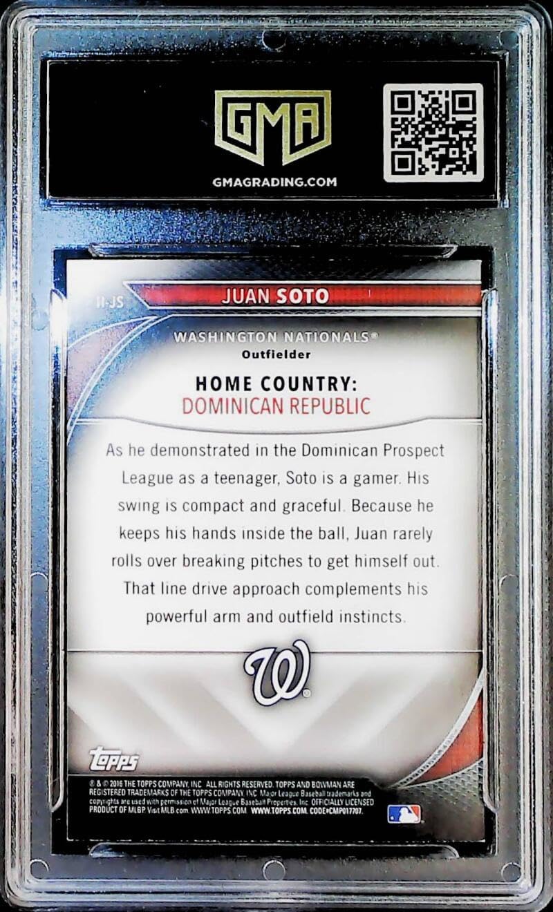 2016 Bowman International Ink Baseball #II-JS Juan Soto Washington Nationals GMA 8 NM-MT Trading Card