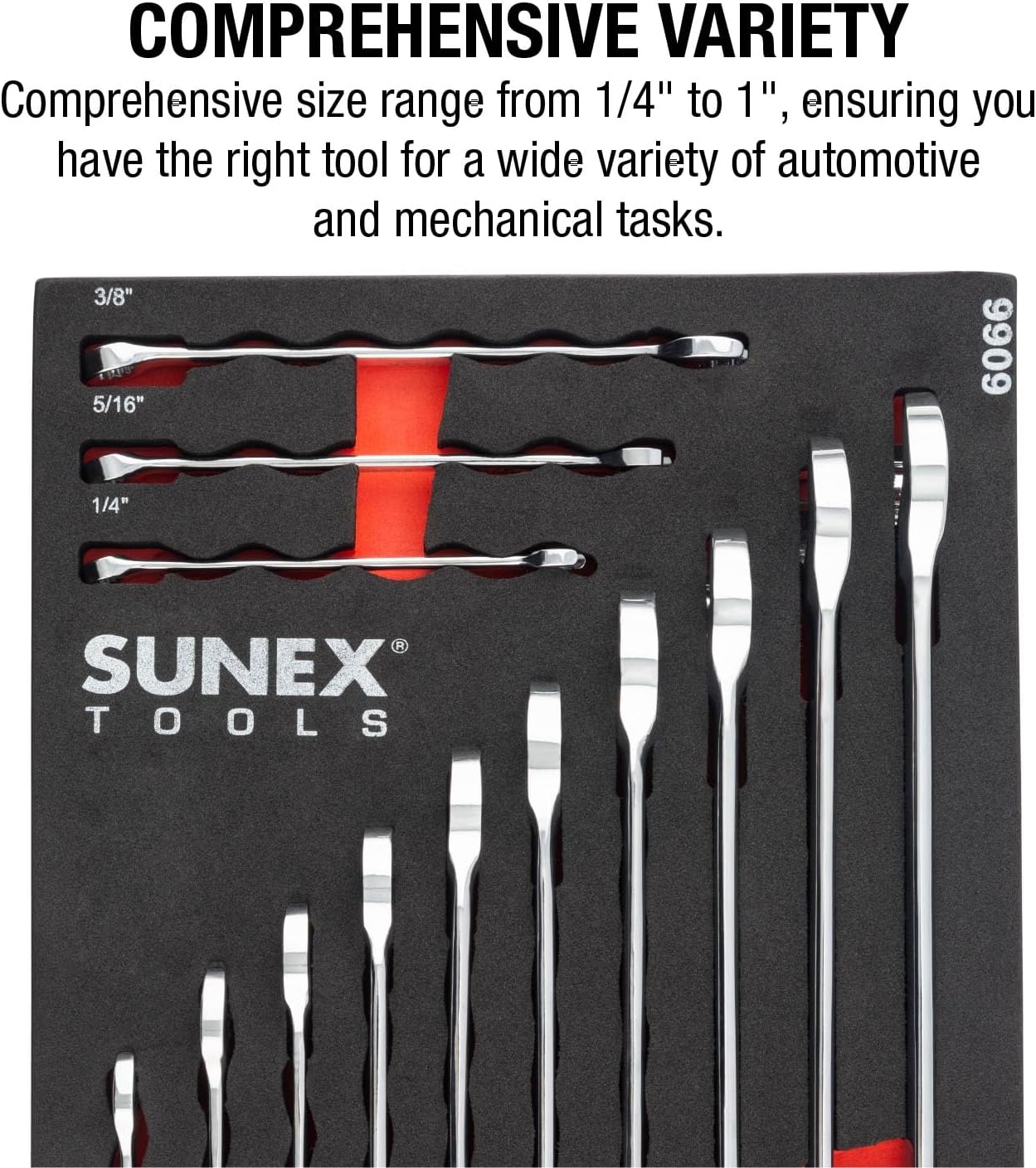 Sunex 9909 13 Pc. V-Groove SAE Wrench Set in EVA Foam 1/4"-1"