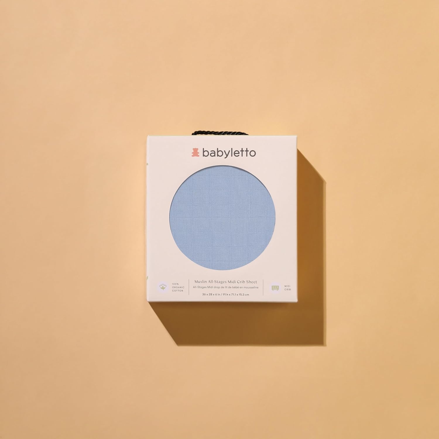 Babyletto 100% Organic Cotton All-Stages Midi Crib Sheet, GOTS-Certified, Fitted 360°, Ultra-Soft and Breathable Muslin - Dewdrop Blue