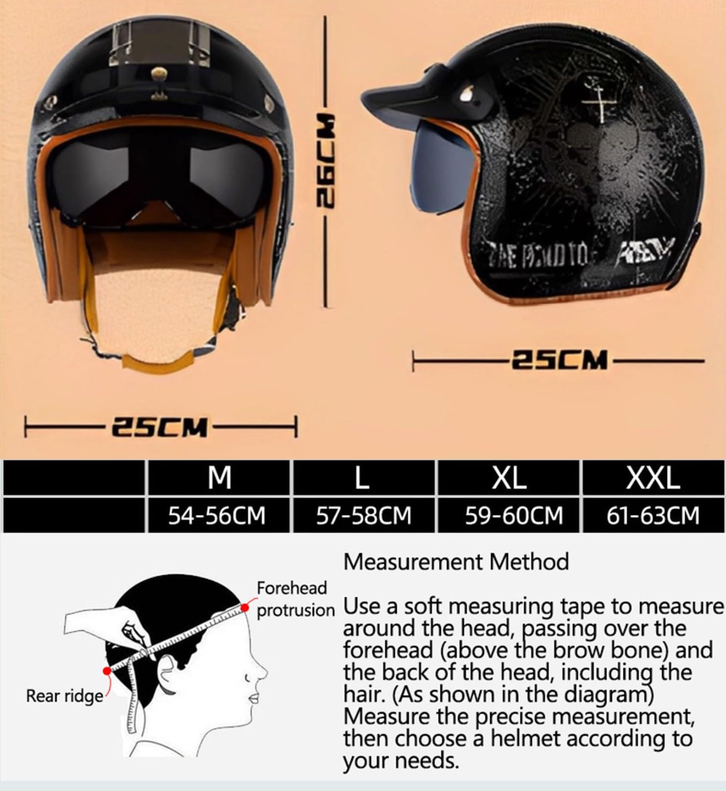Casque De Moto Unisexe Casques Bols ECE Homologué, Classic Casque Moto Jet Vintage, Casques à Face Ouverte avec Visière, Casques Mobylette Rétro Homme