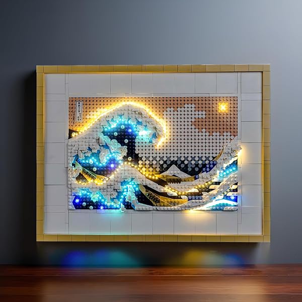 BrickBling Set di luci a LED compatibile con Lego Hokusai, The Great Wave 31208 (non modello), set di illuminazione decorativa compatibile con Lego Hokusai, giocattolo creativo The Great Wave - 4