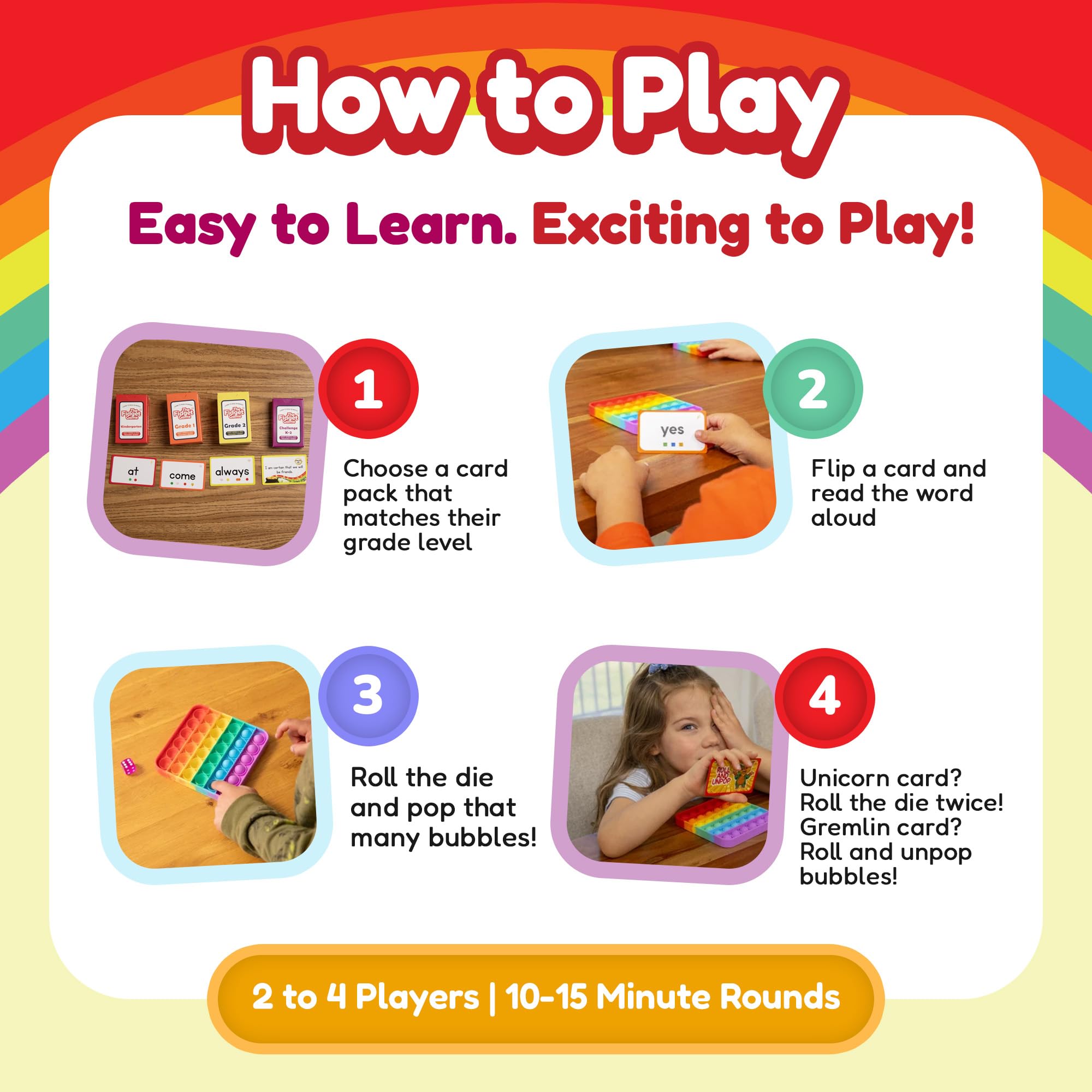 The Fidget Game Sight Words Game, Reading Flashcards and Pop Fidget Toys — Amazon image 3