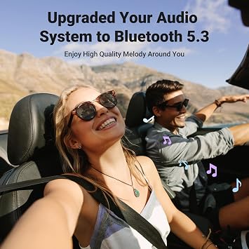 UGREEN Bluetooth 5.3 In-Car Receiver, Bluetooth Receiver, Hands-free Calling, Car Audio, 0.1 inch 3.5 mm, USB Type, Supports Two Smartphones Simultaneously, Communication Distance ≤32.8 ft 10 m