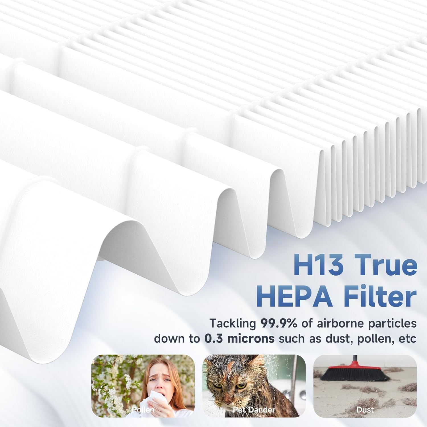2 Pack A-1 Replacement Filter Compatible with AMEIFU A-1 Air Purifiers for Home Large Room, 3-in-1 True HEPA Filters & Washable Carbon Pre-filters