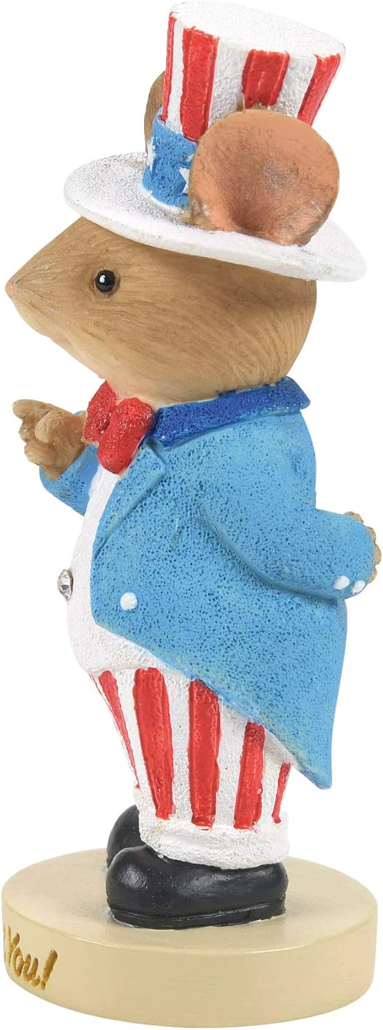 Enesco Tails with Heart Americana Uncle Sam Mouse Figurine, 2.52 Inch, Multicolor