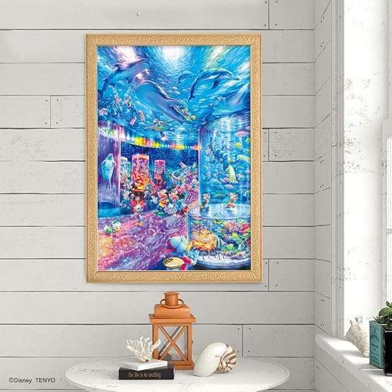 Tenyo D-1000-029 1000 Piece Glow-in-the-Dark Jigsaw Puzzle, Made in Japan, Disney Night Aquarium 20.1 x 29.9 inches 51 x 73.5 cm, includes glue, spatula, and service card