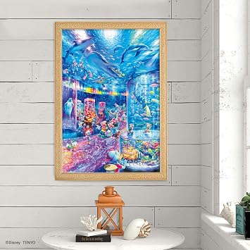Tenyo D-1000-029 1000 Piece Glow-in-the-Dark Jigsaw Puzzle, Made in Japan, Disney Night Aquarium 20.1 x 29.9 inches 51 x 73.5 cm, includes glue, spatula, and service card