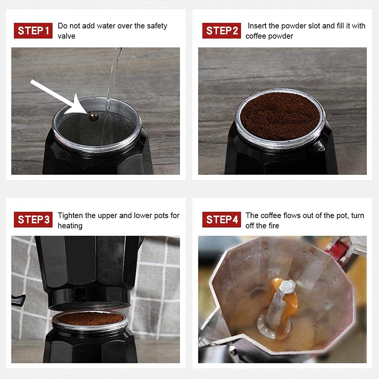 Gnanex Black Aluminum Coffee Maker Moka Pot Top Expresso Latte Stove Percolator 300ML Capacity (6 Cup) 3