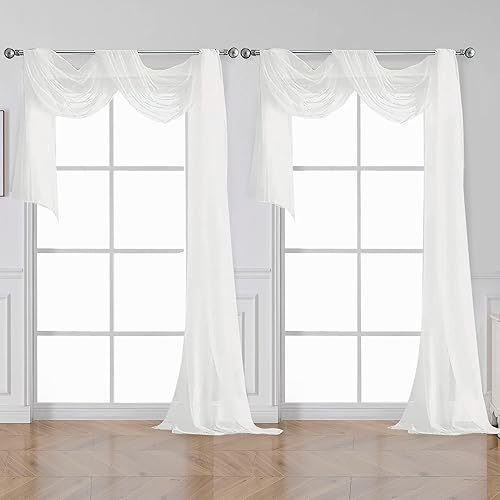 Miniatura 197 de OVZME 2 paneles de cortina traslúcidas para ventana, 96 pulgadas de largo, para dormitorio, diseño de bolsillo superior para cortinero, tratamiento