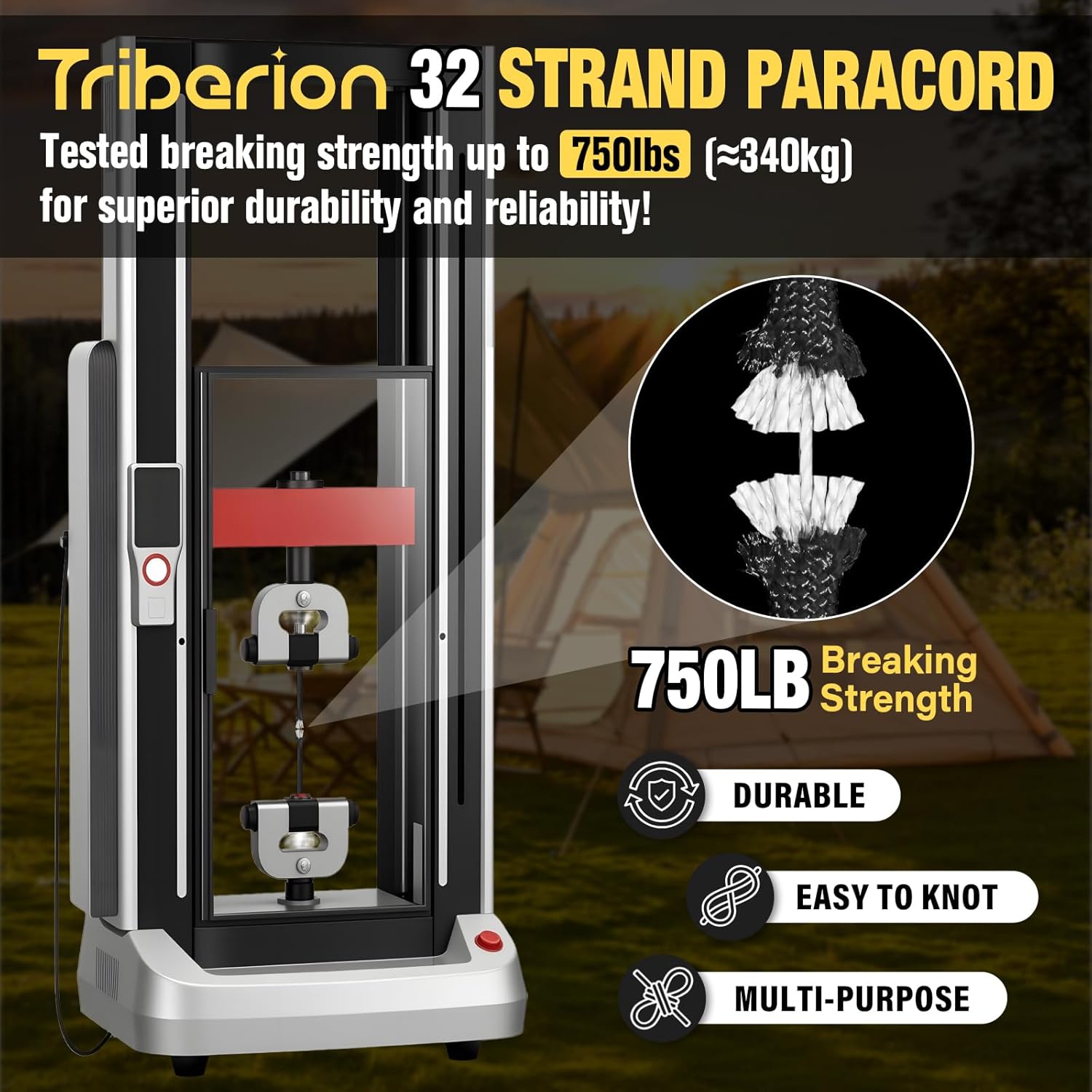 Paracord Rope 750 lb - 500ft 5/32" Parachute Cord 4MM 12-Strand para Cord - Heavy Duty Spool String for Survival,Camping Gear, Survival Bracelet, Clothesline - Black