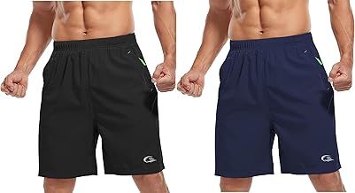 CBlue Men's Outdoor Quick Dry Lightweight Sports Shorts with 2 Zipper Pockets, Breathable Hiking Running Gym Workout Athletic Shorts (in, Alpha, M, Regular, Black/Navy Blue P)