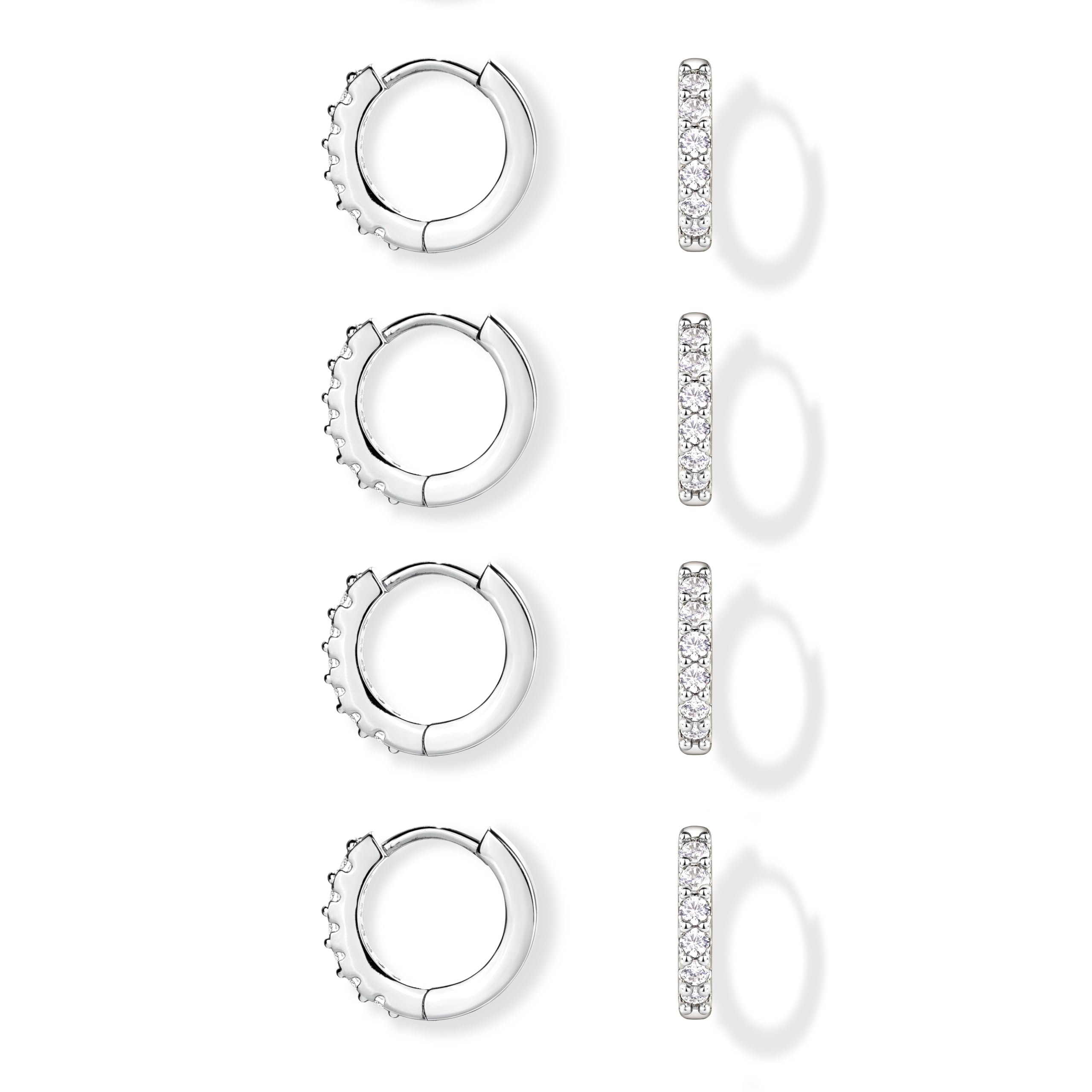 S925 Sterling Silver Earrings for Women,Dainty Small Tragus Hoop Earrings for Women Hypoallergenic,Cute Mini Cartilage Helix Conch Cubic Zirconia Earring Set for Multiple Piercing Jewelry Gifts