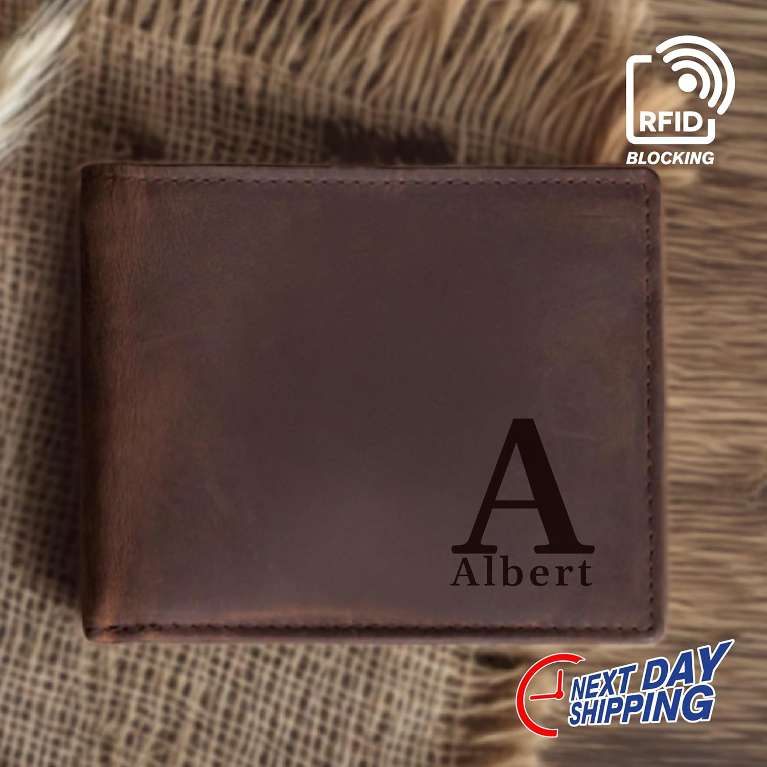 Personalized Leather Bifold Wallet for Men – Custom Engraved Inside Message – RFID Blocking Genuine Leather Wallet – Slim Design with ID Window – Gift for Husband, Dad, or Boyfriend - Image 9