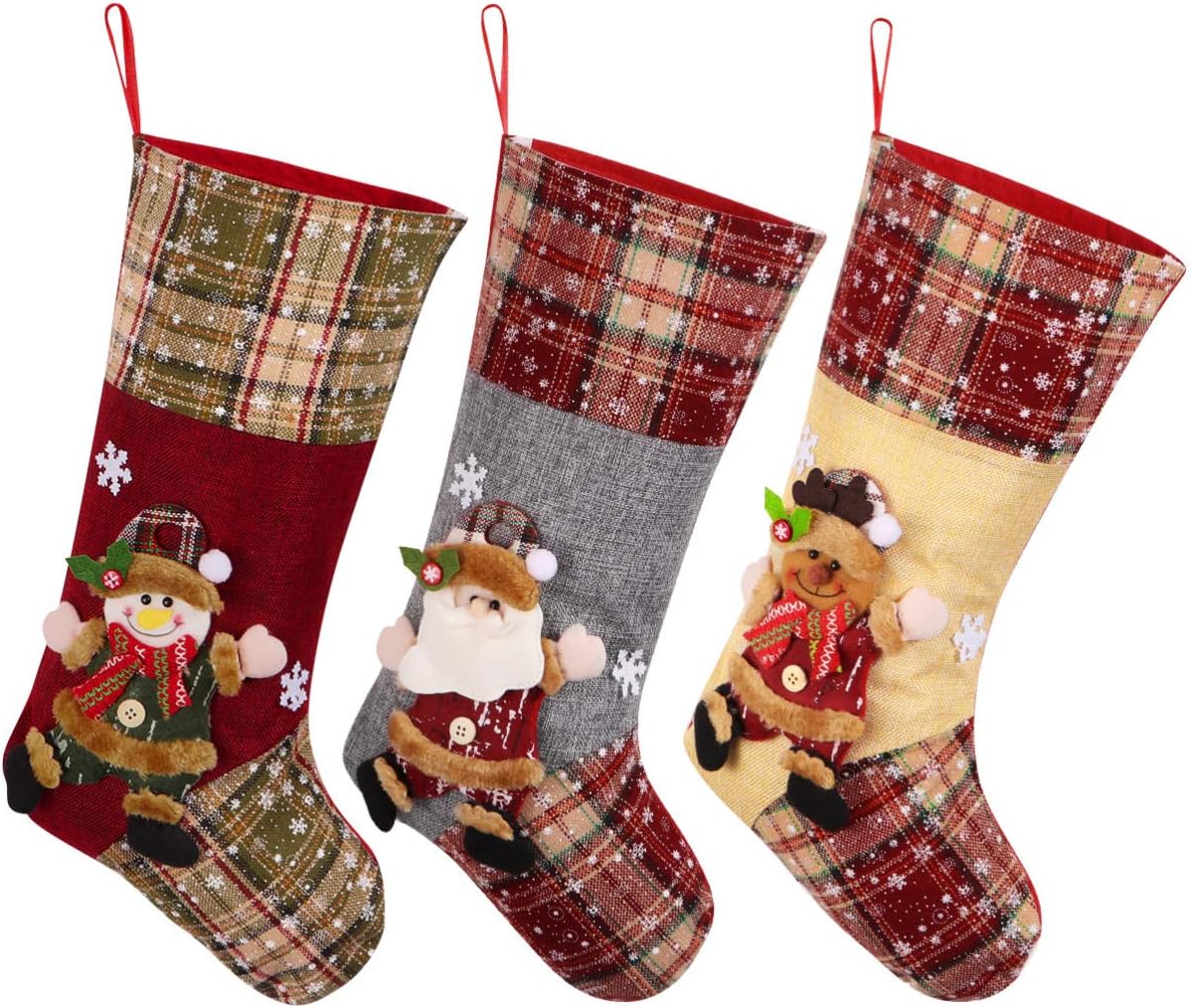 Toyvian Christmas Stocking Big Xmas Stockings Decoration Christmas Decorations and Party Accessory Set of 3
