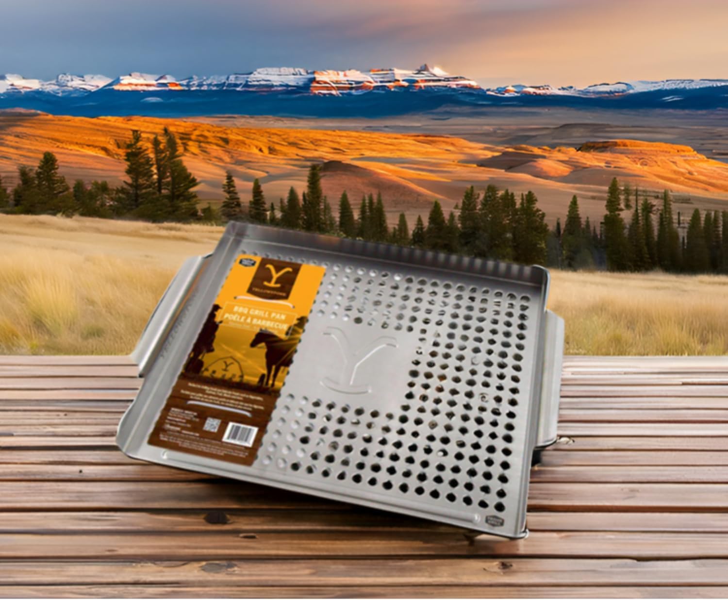 Proud Grill Company Yellowstone BBQ Grill Pan - Stainless Steel Topper, Grilling Tray for Veggies, Seafood & Meat, Outdoor Cooking Pan, Smoker Tray Gifts for Men, Heavy Duty BBQ Accessories - Silver