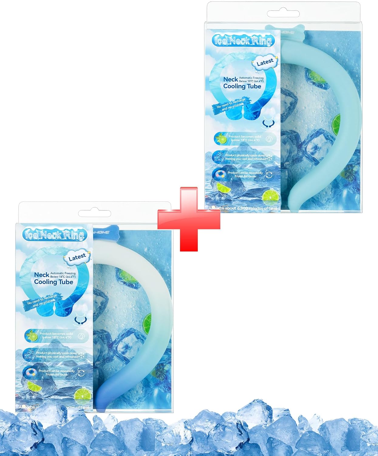 2 Pack Neck Cooling Tubes (Blue+ Gradient Blue)