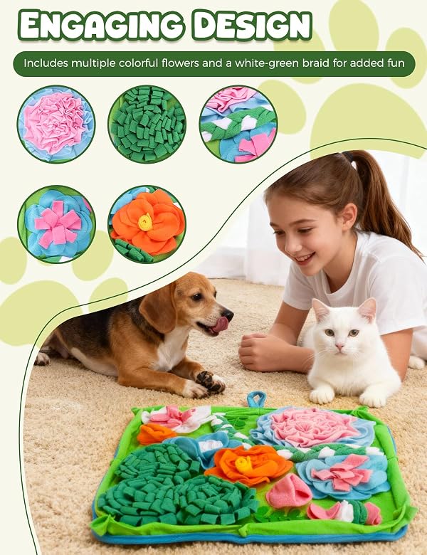 Qxsnuvvlg Snuffle Mat for Dogs, Slow Feeding Game Interactive Puzzle Dog Food Mat,Encourage Natural Foraging Skill-Dog Snuffle Mat 19.7''x19.7''Easy to Clean, Durable by Qxsnuvvlg - Image 2