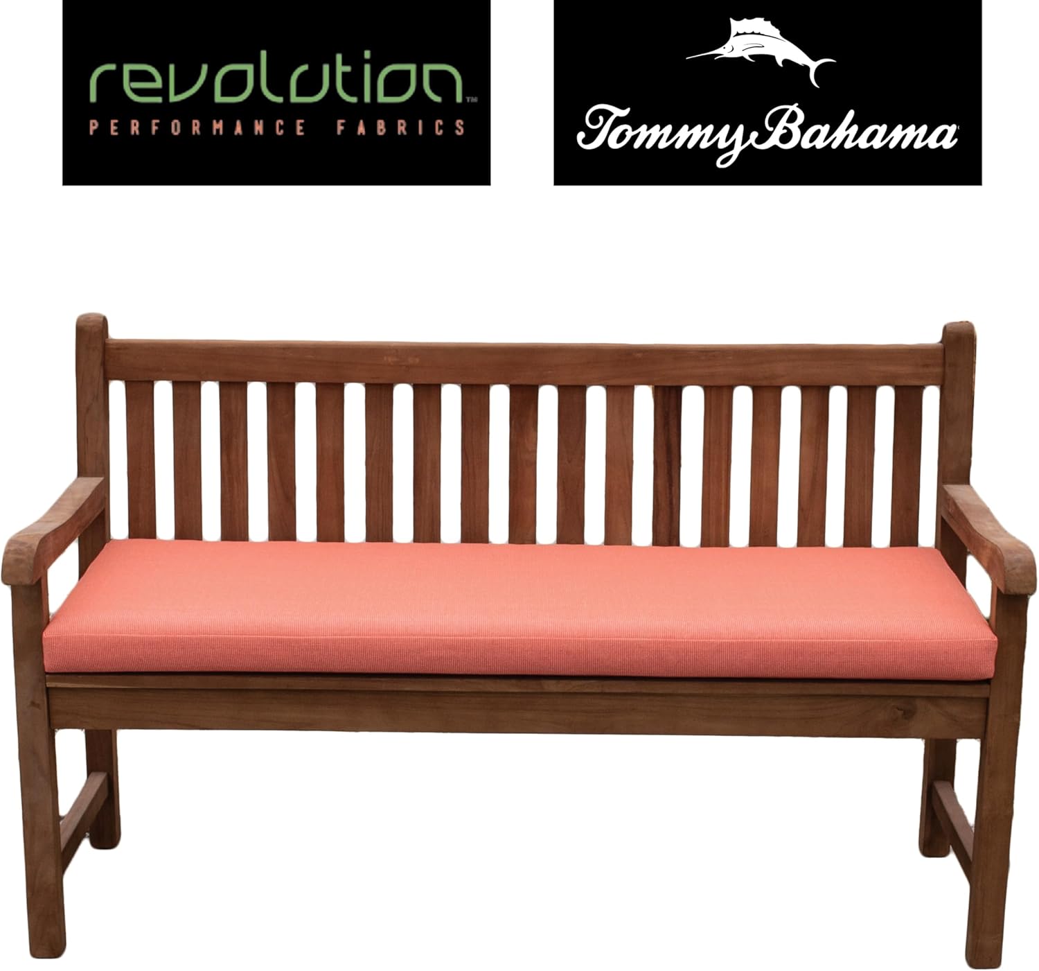 Tommy Bahama Sunbrella® Fabric 1-Piece Outdoor Knife Edge Bench Cushion, 48" W x 16" L, Bamboo Bay Mango