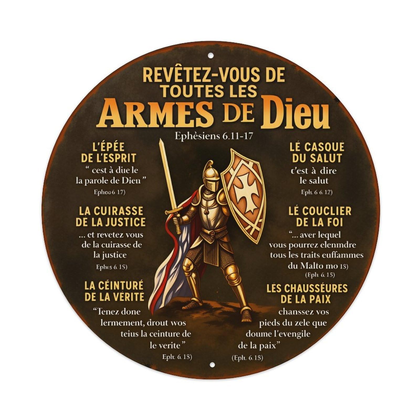 Armor Of God Warrior With Sword And Shield Metal Tin Sign Vintage Garden Bedroom Cafe Bar Man Cave Home Wall Decor Metal Poster 8x8 inches