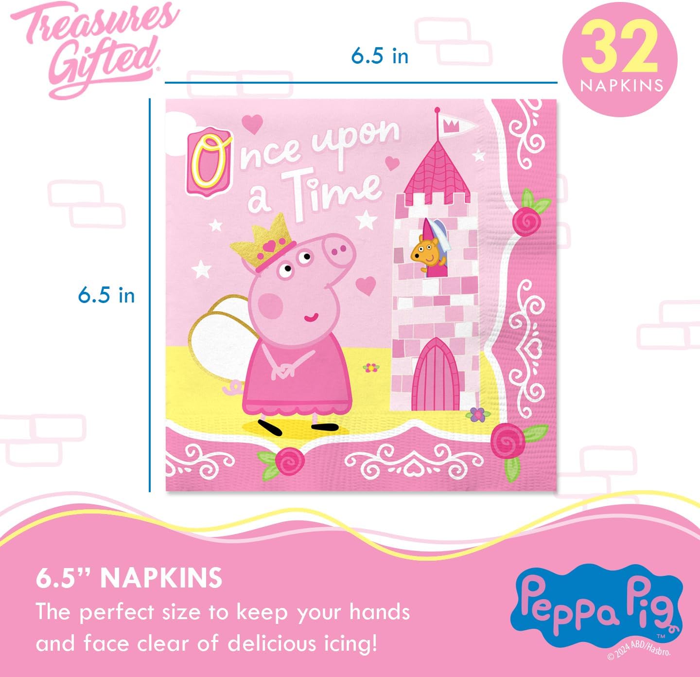 Treasures Gifted Officially Licensed Princess Peppa Pig Birthday Decorations - Serves 24 Guests Dinnerware Classic Set - Peppa Pig Party Supplies - Plates, Cups, and Napkins - Image 5